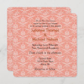 Peach Damask Wedding Einladung (Vorne/Hinten)