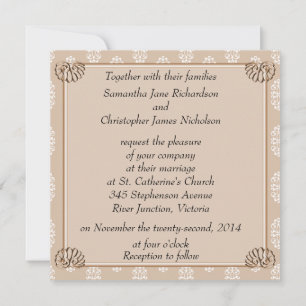 Peach Damask Wedding Einladung