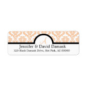 Peach Damask Wedding Monogram Labels (Vorne)
