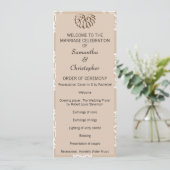 Peach Damask Wedding Program Programm (Stehend Vorderseite)