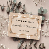Peach Damask Wedding Save the Date Ankündigungspostkarte