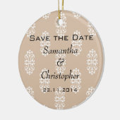 Peach Damask Wedding Save the Date Keramikornament (Links)