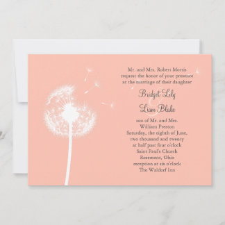Peach Dandelion Wedding Einladung