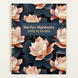Peach & Dark Blue Lotus Blume Planer