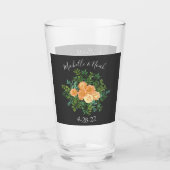 Peach Dark Gray Wedding Rose Bloral Glas (Vorderseite)