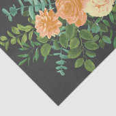 Peach Dark Gray Wedding Rose Bloral Seidenpapier (Ausschnitt)