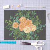 Peach Dark Gray Wedding Rose Bloral Seidenpapier (Handwerk)