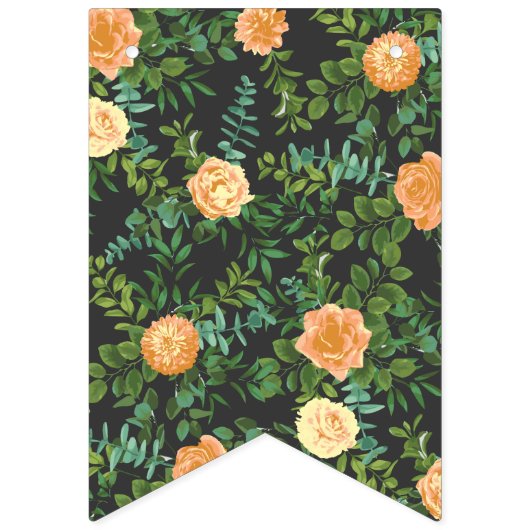 Peach Dark Gray Wedding Rose Bloral Wimpelkette (Zweite Fahne)