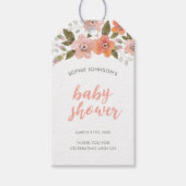Peach Delicate Floral Baby Dusche Geschenkanhänger (Vorderseite)