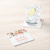 Peach Delicate Floral Brautparty Rechteckiger Pappuntersetzer (Vor Ort)
