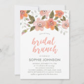 Peach Delicate Floral Bridal Brunch Einladung (Vorderseite)