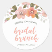 Peach Delicate Floral Bridal Bunch Runder Aufkleber (Vorderseite)