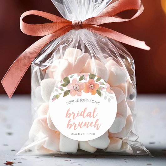 Peach Delicate Floral Bridal Bunch Runder Aufkleber