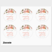 Peach Delicate Floral Couple's Dusche Runder Aufkleber (Blatt)