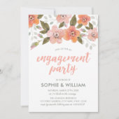 Peach Delicate Floral Engagement Partei Einladung (Vorderseite)