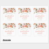 Peach Delicate Floral Graduation Party Quadratischer Aufkleber (Blatt)
