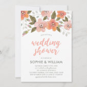 Peach Delicate Floral Polterabend Einladung (Vorderseite)
