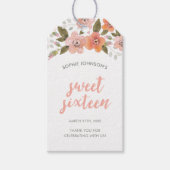 Peach Delicate Floral Sweet 16 Geburtstag Geschenkanhänger (Vorderseite)