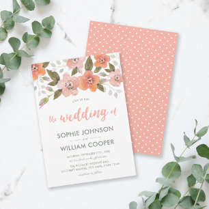 Peach Delicate Floral Wedding Einladung