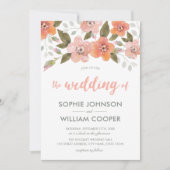 Peach Delicate Floral Wedding Einladung (Vorderseite)