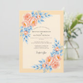 Peach Delicate Spring Wedding Einladung (Stehend Vorderseite)