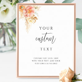 Peach Delight Floral Wedding Sign mit benutzerdefi Poster