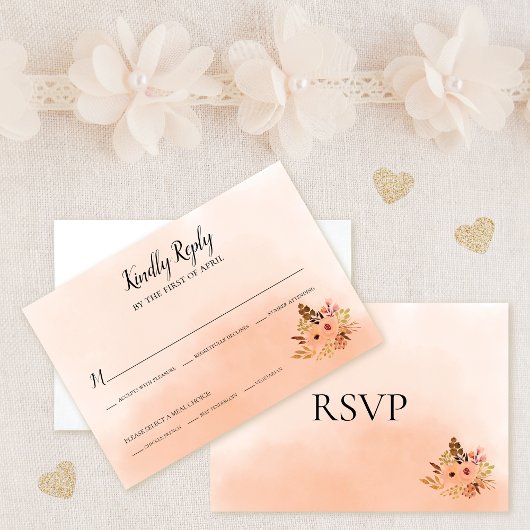Peach Delight Ombre Wedding RSVP Card Einladung