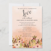 Peach Delight Watercolor Garden Wedding Einladung (Vorderseite)