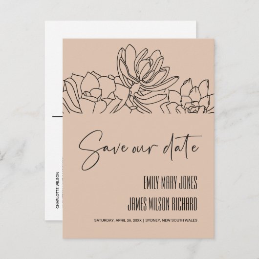 PEACH DESERT CACTI ERFOLGREICHE SKETCH SAVE THE DA ANKÜNDIGUNGSPOSTKARTE (Vorne/Hinten)