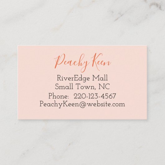 Peach Design Standard, 3,5 Zoll x 2,0" Visitenkart Visitenkarte (Rückseite)