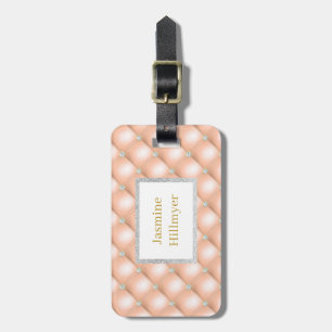 PEACH DIAMOND GLITZER CUSTOM LUGGAGE TAG GEPÄCKANHÄNGER
