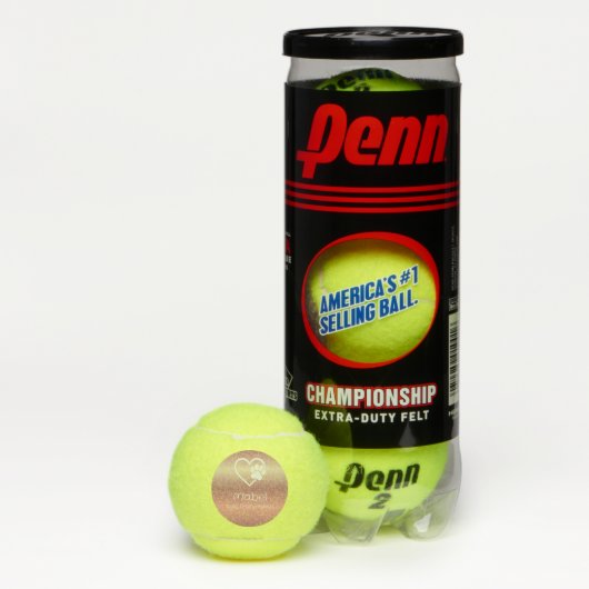 Peach Dog Name Tennis Ball 'toss, fetch, repeat' (Box)