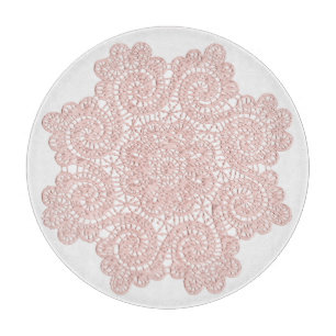 Peach Doily Glass Schneidebrett
