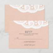 Peach Doily Wedding RSVP Karte (Vorne/Hinten)