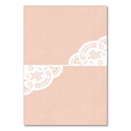 Peach Doily Wedding Table Platzkarten Tischnummer (Vorderseite)