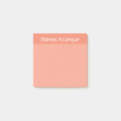 Peach Dot Grid Add You Name Post-it Klebezettel (Vorderseite)