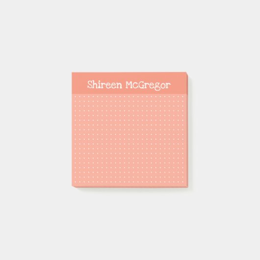Peach Dot Grid Add You Name Post-it Klebezettel (Vorderseite)