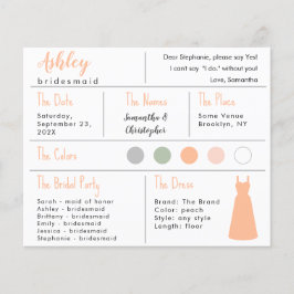 Peach Dress Color Bridesmaid Informationskarte