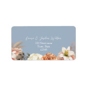 Peach & Dusty Blue Wedding Address Label Adressaufkleber (Vorne)