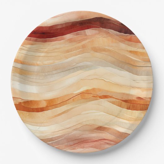 Peach Dusty Cream Waves Geburtstag Pappteller (Vorderseite)