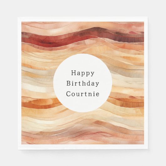 Peach Dusty Cream Waves Geburtstag Serviette (Vorderseite)