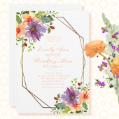 Peach Dusty Lila Green Floral Wedding Einladung