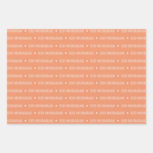 Peach Eid Mubarak Masjid Muster Design Geschenkpapier Set (Vorderseite)