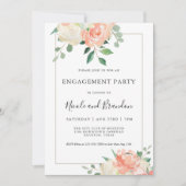 Peach Elegancolor Floral Engagement Party Einladung (Vorderseite)