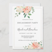 Peach Elegancolor Floral Engagement Party Einladung (Vorderseite)