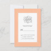 Peach Elegant Calligraphy Wedding Reply Enclosure RSVP Karte (Vorderseite)