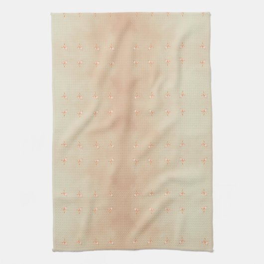 Peach elegant floral butterfly pattern geschirrtuch (Vertikal)