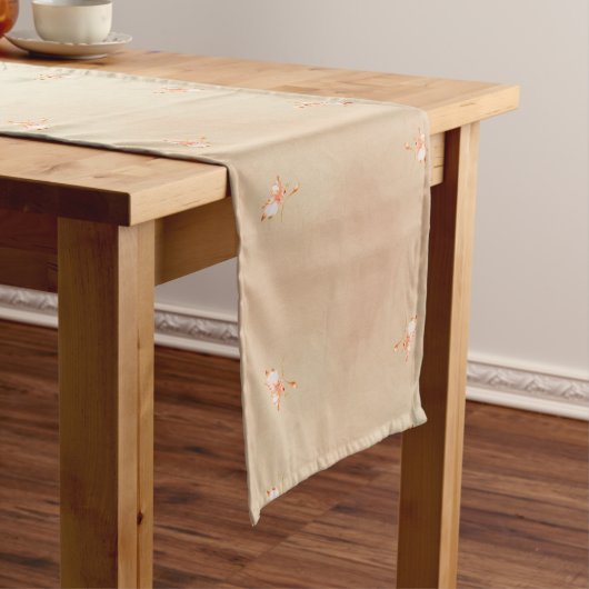 Peach elegant floral butterfly pattern table runne kurzer tischläufer (Beispiel)