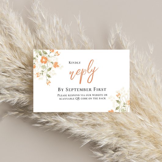 Peach Elegant Floral Wedding RSVP Antwort Begleitkarte