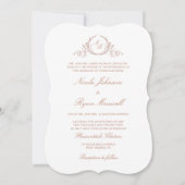 Peach Elegant Formal Monogram Wedding Einladung (Vorderseite)